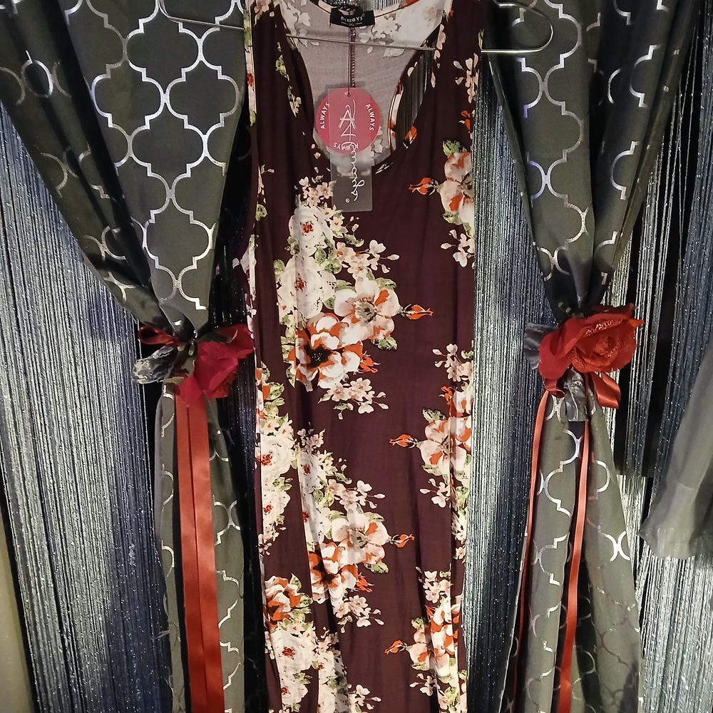 Always Floral Dress - Burgundy and White